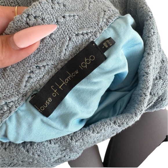 House of Harlow 1960 X Revolve Dusty Blue Crochet Maxi Skirt Set NWOT - Picture 7 of 9